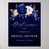 Royal Blue Yellow Gold Brautparty Welcome Poste