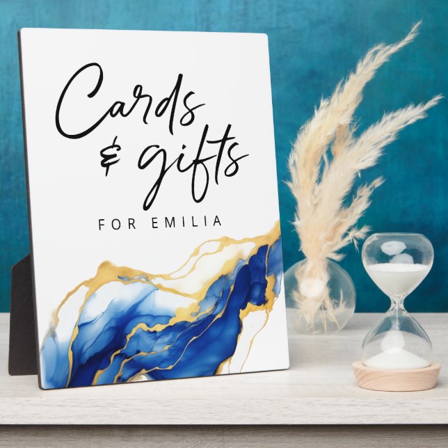 Royal Blue Yellow Gold Cards & Gifts Abschluss Fotoplatte (Seite)