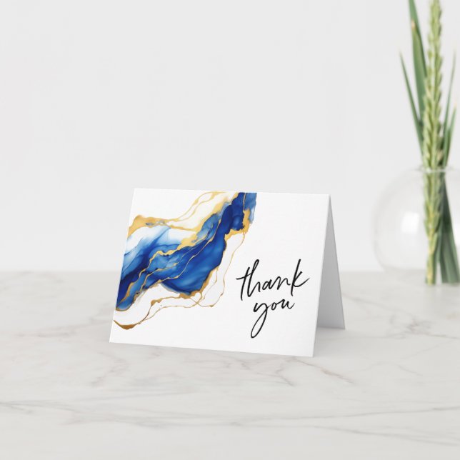 Royal Blue Yellow Gold Eleganter Abschluss Dankeskarte (Vorderseite)