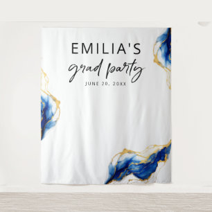 Royal Blue Yellow Gold Eleganter Abschluss Hinterg Wandteppich