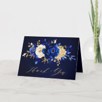 Royal Blue Yellow Gold Floral Brautparty Danke