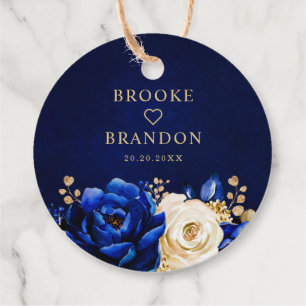 Royal Blue Yellow Gold Floral Wedding Danke Fa Geschenkanhänger