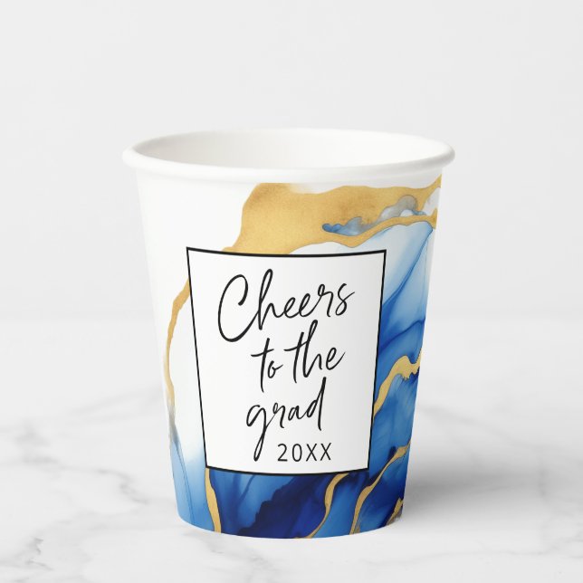 Royal Blue Yellow Gold jubelt Grand Abschluss Pappbecher (Vorderseite)