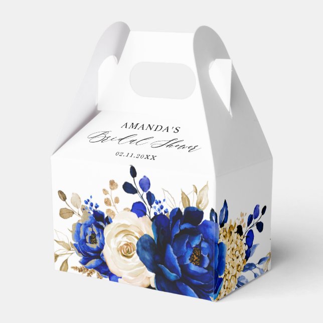 Royal Blue Yellow Gold Metallic Brautparty Geschenkschachtel (Rückseite)