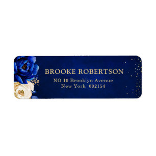 Royal Blue Yellow Gold Metallic Floral Wedding