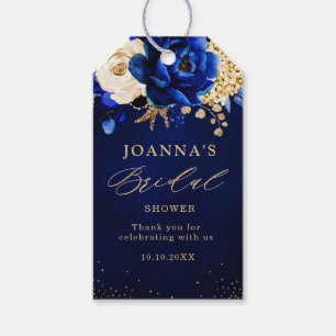 Royal Blue Yellow Gold Metallic Floral Wedding Gif Geschenkanhänger