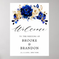 Royal Blue Yellow Gold Metallic Wedding Willkommen