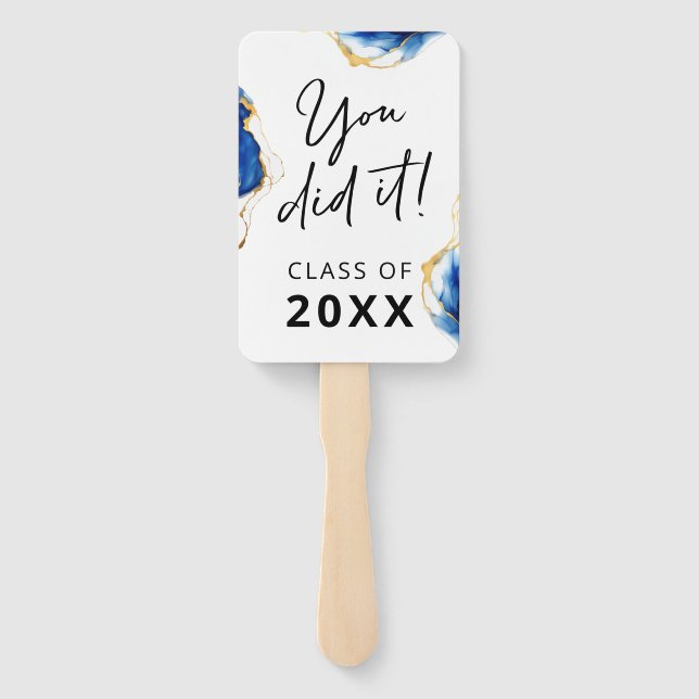 Royal Blue Yellow Gold "You do it" Abschluss Fächer (Rückseite)