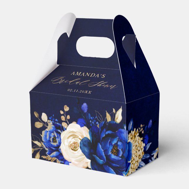 Royal Blue Yellow Metallic Brautparty Favo Geschenkschachtel (Rückseite)