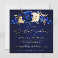 Royal Blue Yellow Metallic Brautparty Invi