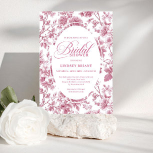 Royal Blush Toile Rosen Muster Brautdusche Einladung
