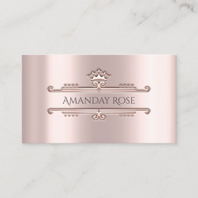 Royal Brand Name Rose Blush Crown Frame 3D Visitenkarte (Vorderseite)