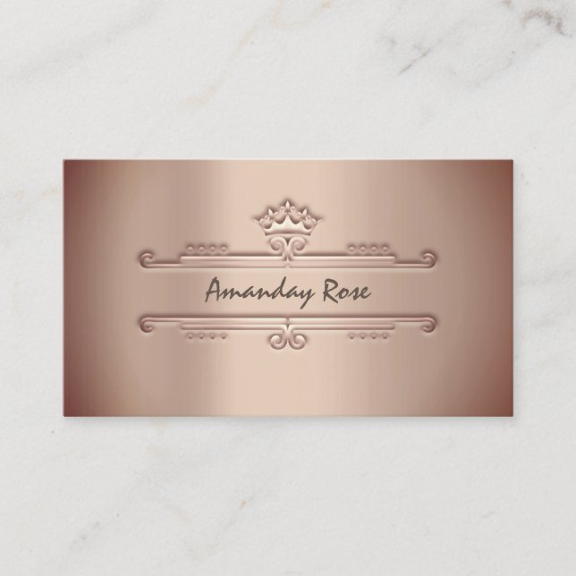 Royal Brand Rose Gold Beruflich Crown Frame Visitenkarte (Vorderseite)