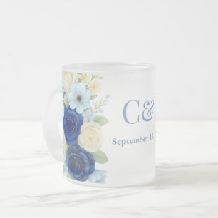 Royal Bue Wedding Watercolor Elfenbeinküste Blume Mattglastasse