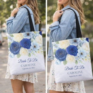 Royal Bue Wedding Watercolor Elfenbeinküste Blume Tasche