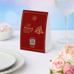 Royal Burgund & Gold Eid Mubarak Tisch Tent Schild