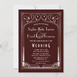 Royal Burgund Great Gatsby Gold Art Deco Wedding Einladung