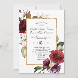 Royal Burgundy Blush Blume Gold Wedding Einladung
