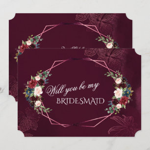 Royal Burgundy Floral werden Sie meine Bridesmaid Einladung