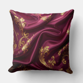 Royal Burgundy & Gold Majestic Filigree Kissen