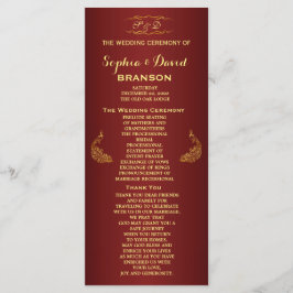 Royal Burgundy Gold Peacock Wedding Program Custom Programm