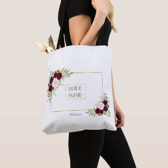 Royal Burgundy Marsala Floral Bridesmaid Tasche (Von Nahem)