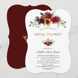 Royal Burgundy Sunflower Bridal Tea Party Einladung