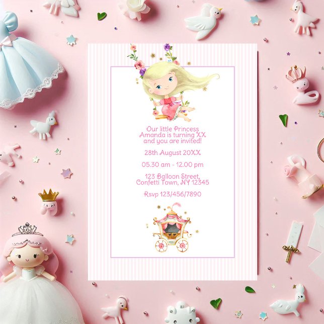 Royal Carriage Princess Birthday Foto Einladung (Royal Carriage Princess Birthday Photo Invitation)