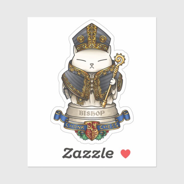 Royal Cat Schess Bishop Piece Aufkleber (Blatt)