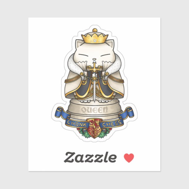 Royal Cat Schess Queen Piece Aufkleber (Blatt)