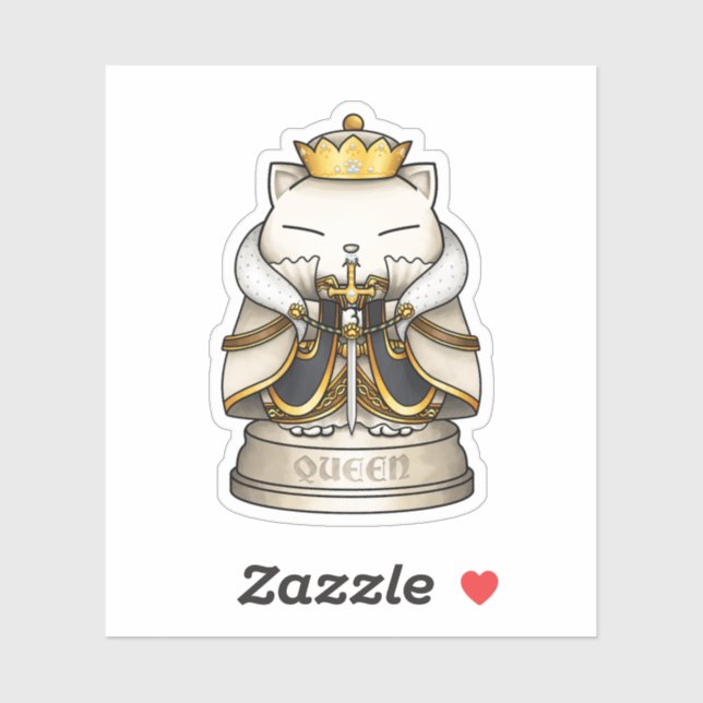 Royal Cat Schess Queen Piece Aufkleber (Blatt)