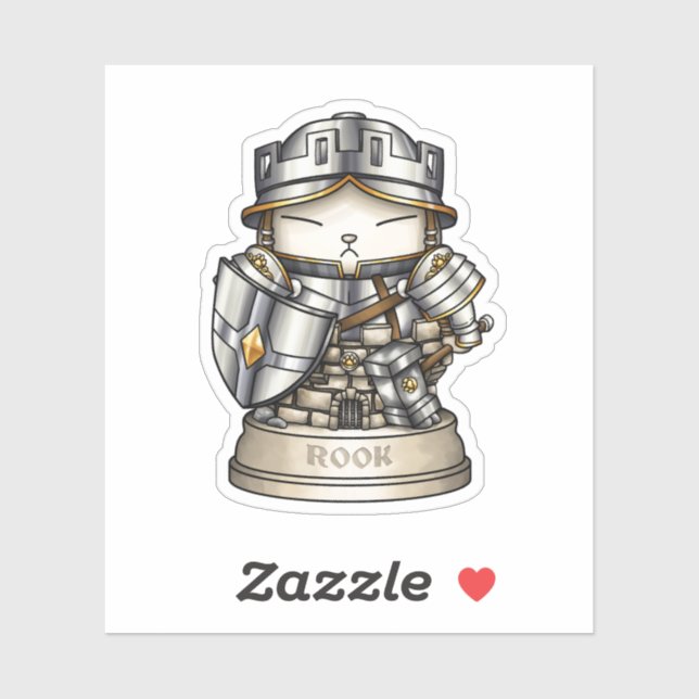 Royal Cat Schess Rook Piece Aufkleber (Blatt)