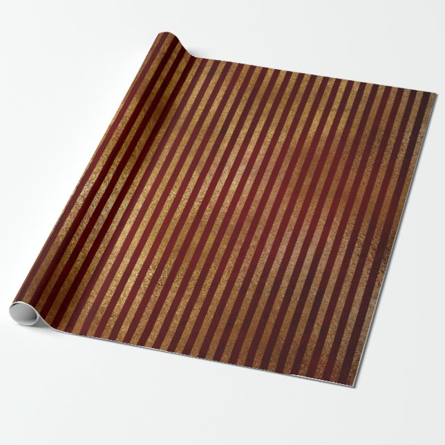 Royal Chic Golden Red Velvet Lines Geschenkpapier (Ungerollt)