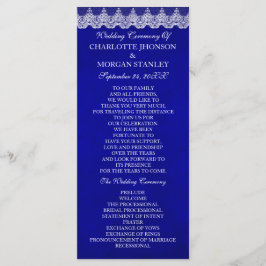 Royal Cobalt Blue White Lace Wedding Program Programm