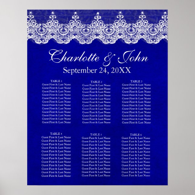 Royal Cobalt Lace Seekarte Poste Poster (Vorne)