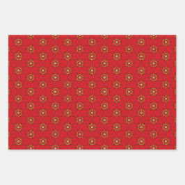 Royal Collection Dazzzing Red and Gold Geschenkpapier Set