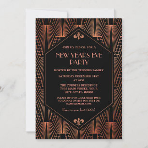 Royal Copp Black Great Gatsby New Year Party 1920 Einladung