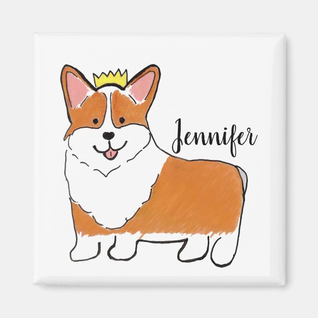 Royal Corgi Hund personalisiert Magnet (Vorne)