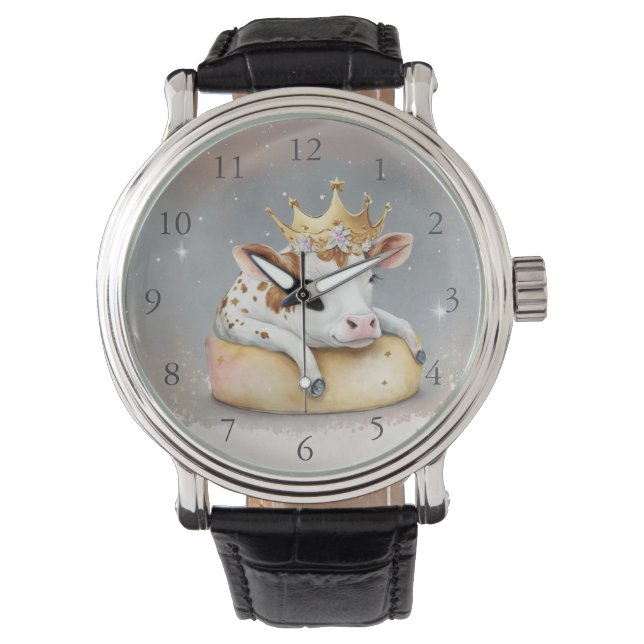 Royal Cow Dreaming on Cheese Throne                Armbanduhr (Vorderseite)