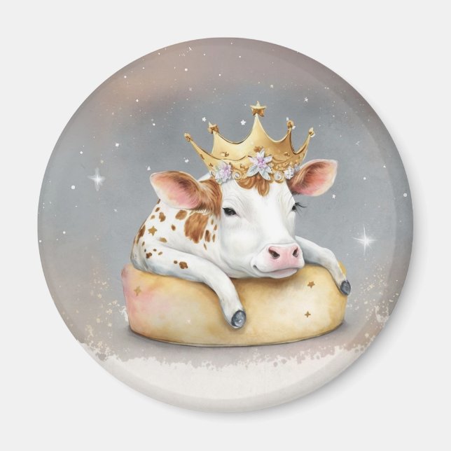 Royal Cow Dreaming on Cheese Throne                Magnet (Vorne)
