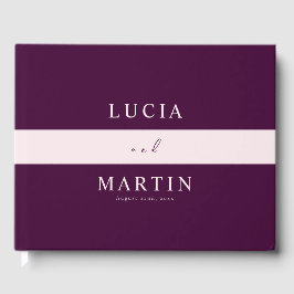 Royal Crimson Pink Line Typografy Wedding Gästebuch