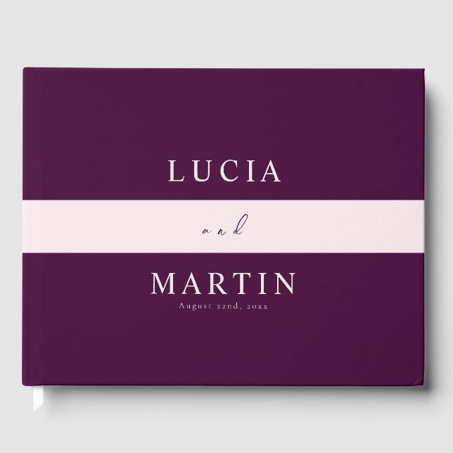 Royal Crimson Pink Line Typografy Wedding Gästebuch (Vorderseite)