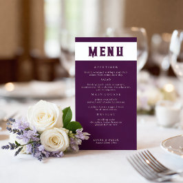 Royal Crimson Typografy Wedding Menu Card Menükarte