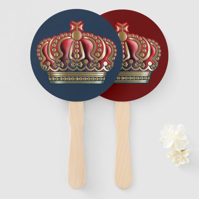 Royal Cross Crown - Gold Blue Red Fächer (Vorne und Hinten)