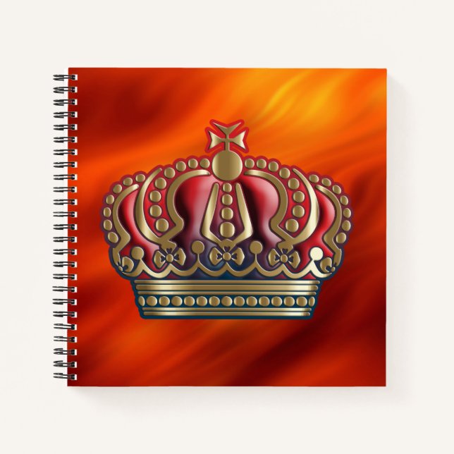 Royal Cross Crown - Gold Blue Red Notizbuch (Vorderseite)