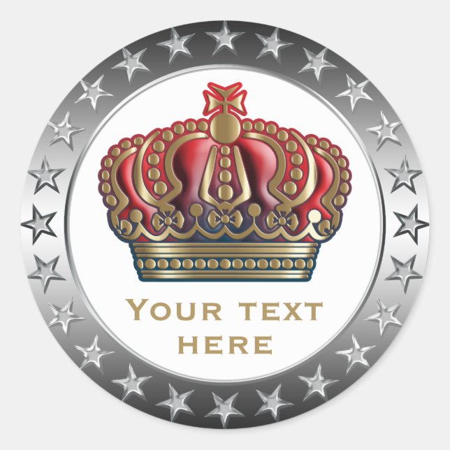 Royal Cross Crown - Gold Blue Red Runder Aufkleber (Vorderseite)