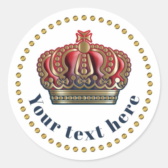 Royal Cross Crown - Gold Blue Red Runder Aufkleber (Vorderseite)
