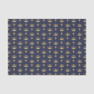 Royal Crown and Lilie Pattern on Blue Seidenpapier