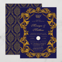 Royal Crown Blue Gold Schnörkel Wedding