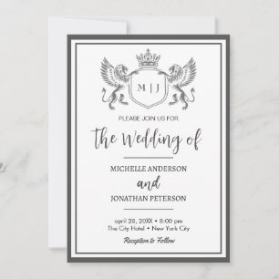 Royal Crown Emblem Lions Monogram Foto Wedding Save The Date